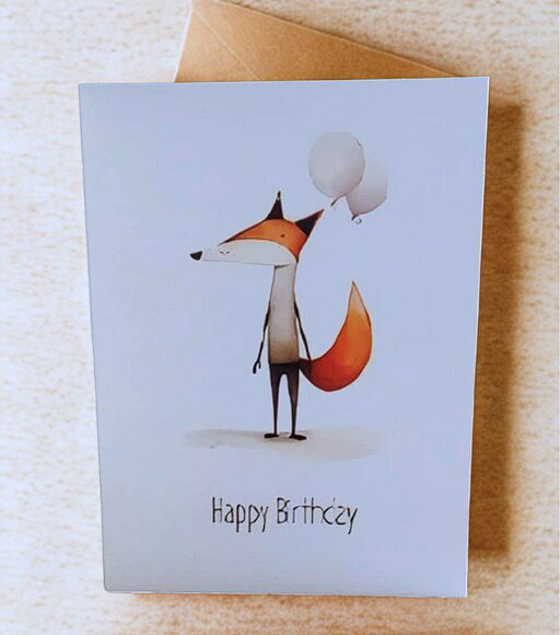 Apsveikuma kartiņa “Happy Birthday Lapsa” ar aploksni